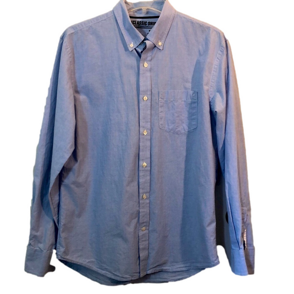OLD NAVY Other - OLD NAVY The CLASSIC SHIRT Slim Fit Lg  Blue Men’s Button Down 100% Cotton Used